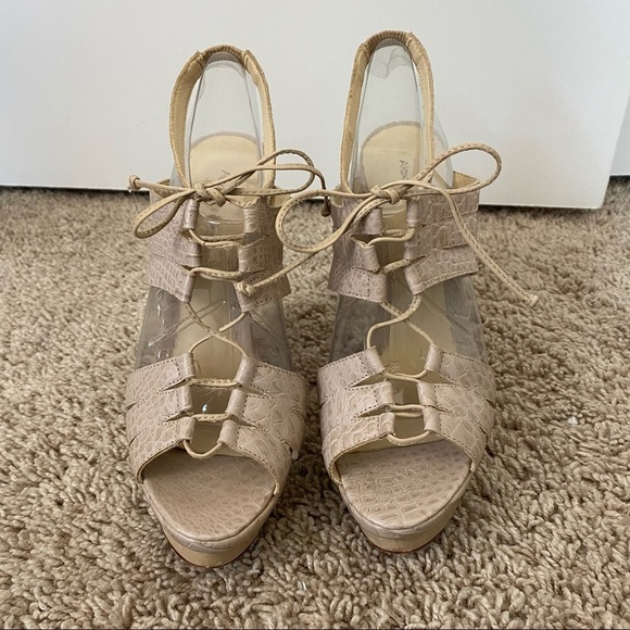 Alexandre Birman Blush Croc Reptile Leather Wedges - Picture 3 of 10